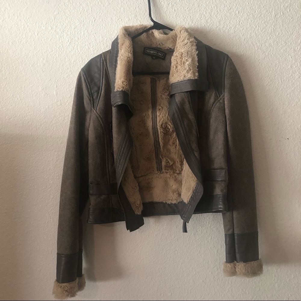 MEMBERS ONLY Suede and Shearling Motorcycle Jacket